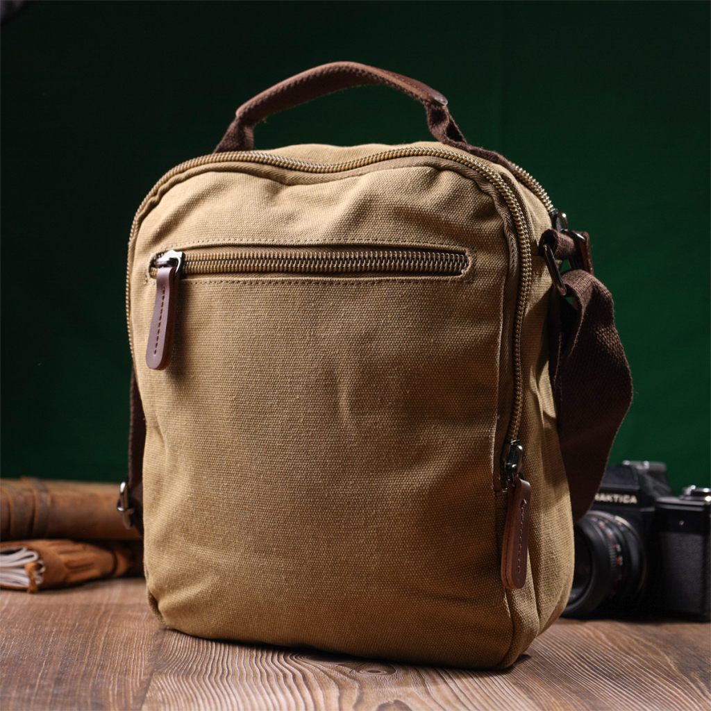 Сумка Vintage Вертикальна з текстилю Пісочна (22239) - зображення 10