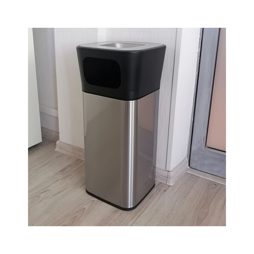 Контейнер для сміття JAH квадратный з попільничкою Срібний металік 25 л (6331) - изображение 6