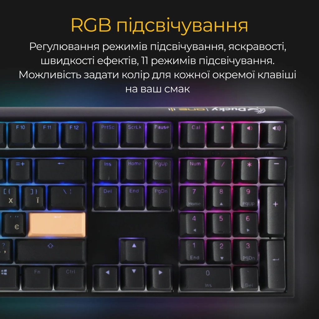 Клавіатура Ducky One 3 Cherry MX Brown RGB UA USB Black (DKON2108ST-BUAPXCLAWSC1) - зображення 3