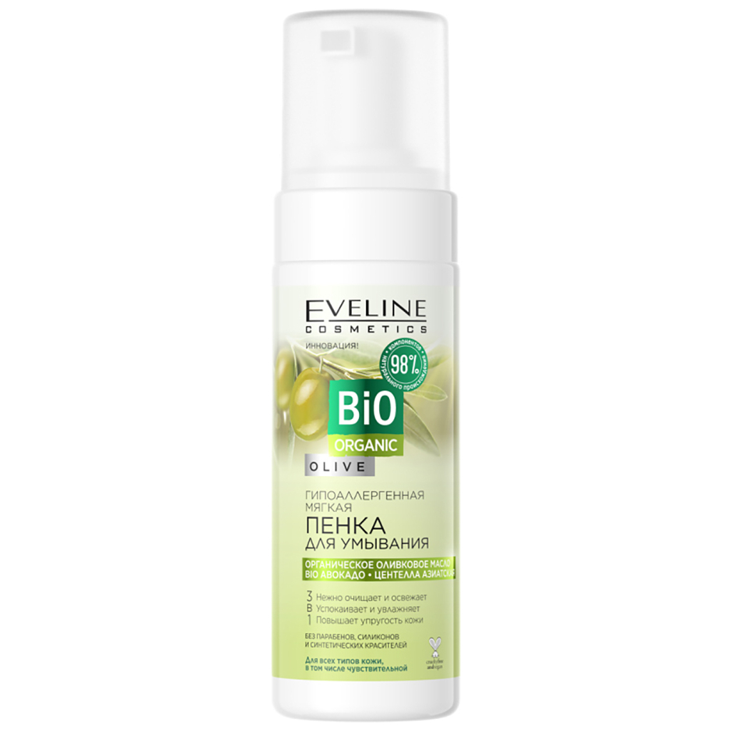 Пінка для вмивання Eveline Cosmetics Bio Organic Olive Cleansing Foam Гіпоалергенна м'яка 150 мл (5901761987171) - зображення 1
