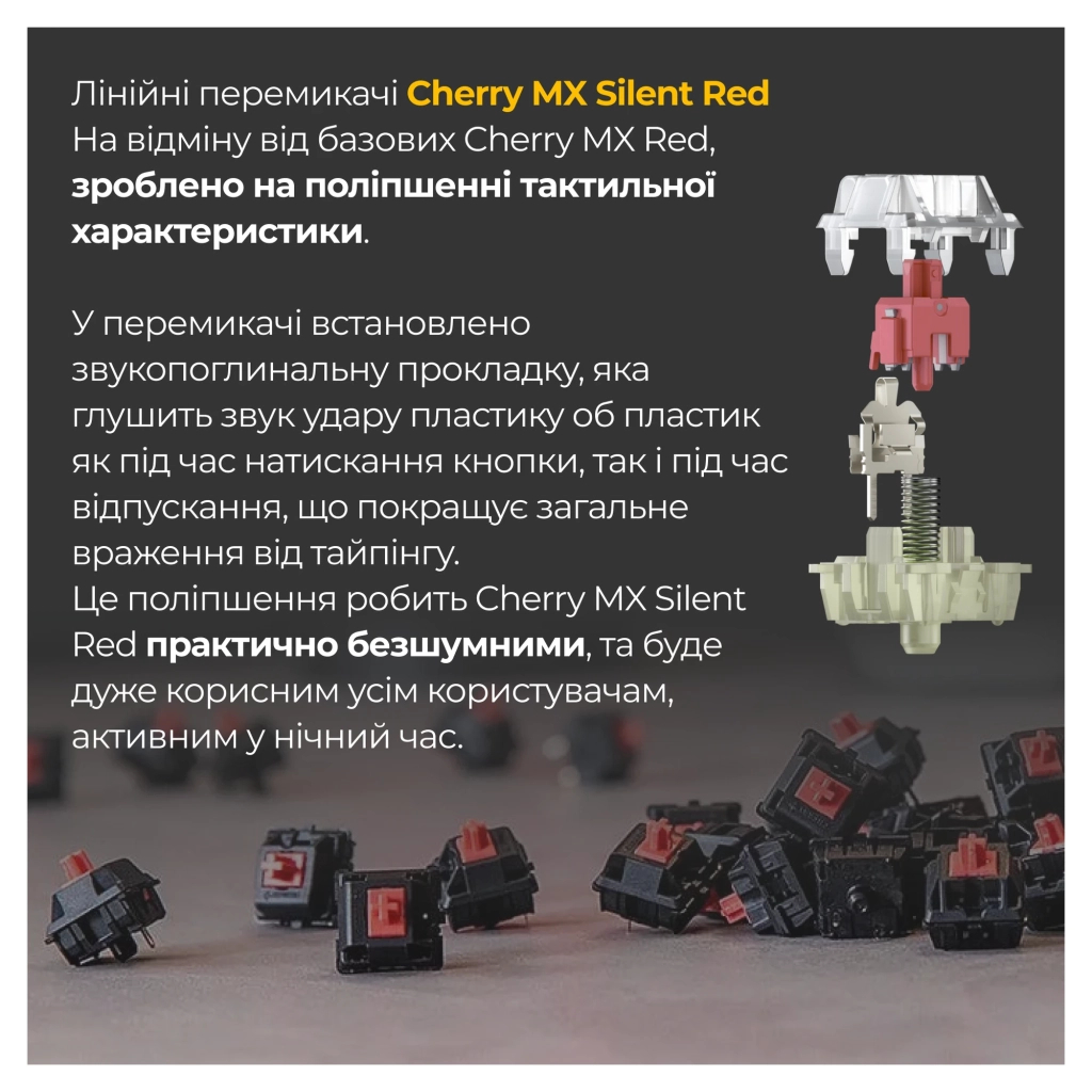 Клавіатура Ducky One 3 Cherry MX Silent Red UA USB Cream (DKON2108-SUAPXМAEGGC1) - зображення 5