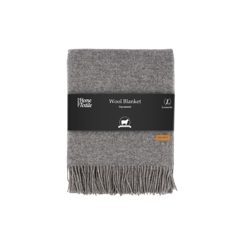 Плед Ardesto Leonardo Doubleface 100% вовна 140x200 см тауп-сірий (ART0406LD) - зображення 1