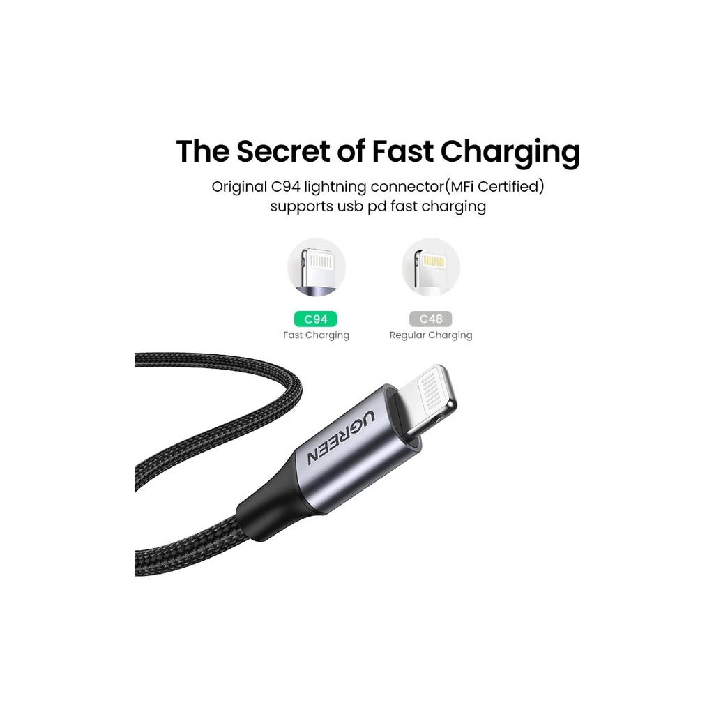 Дата кабель USB-C to Lightning 1.0m US304 MFI Black Ugreen (US304/60759) - зображення 8