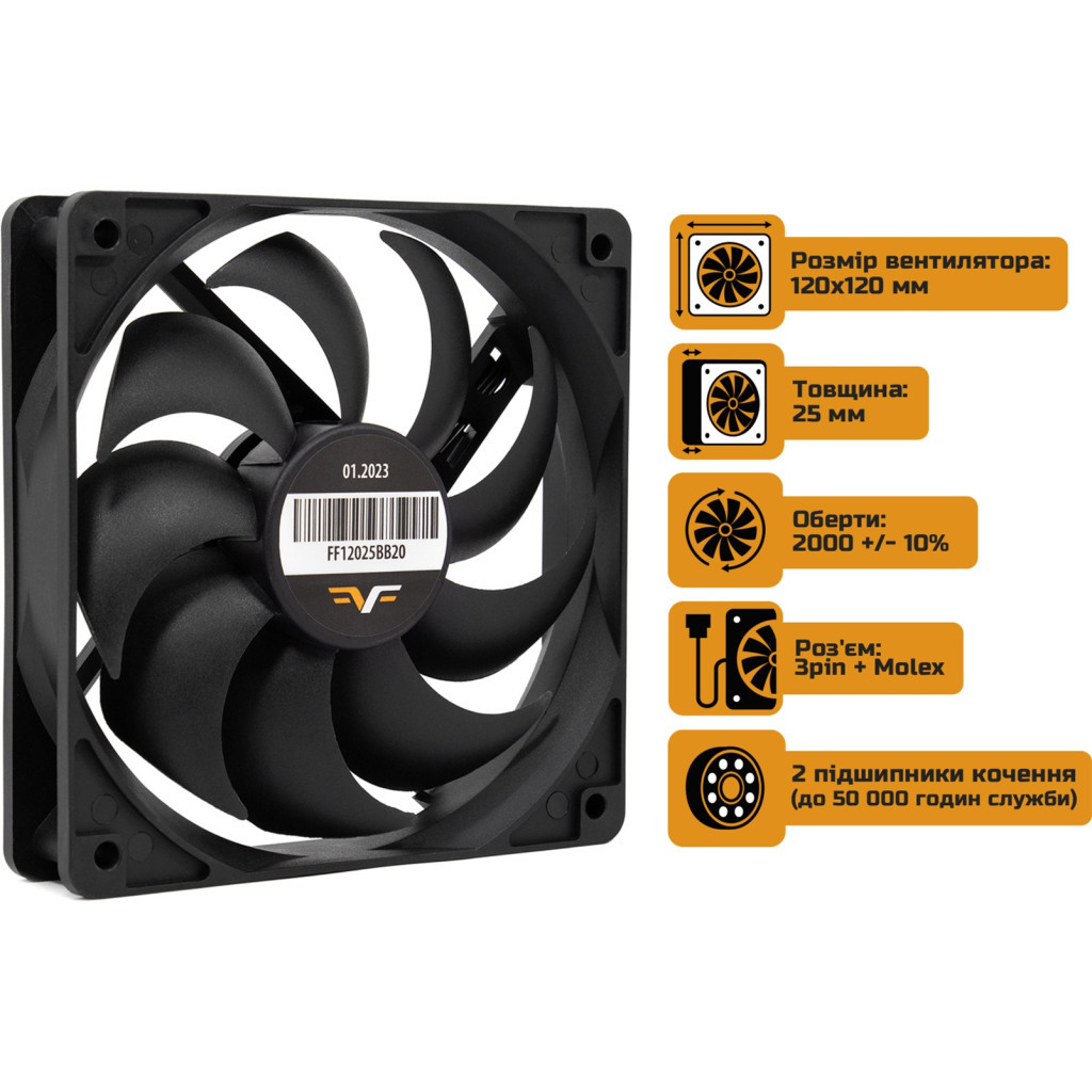 Кулер до корпусу Frime FF12025BB20 - зображення 2