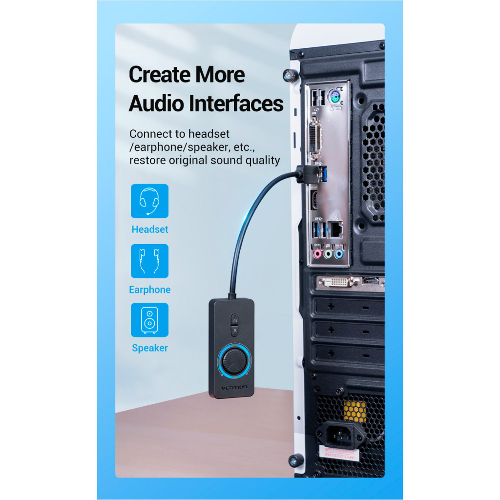 Звукова плата Vention Audio USB 3х3,5mm jack 0.15m Volume Control (CDRBB) - зображення 6