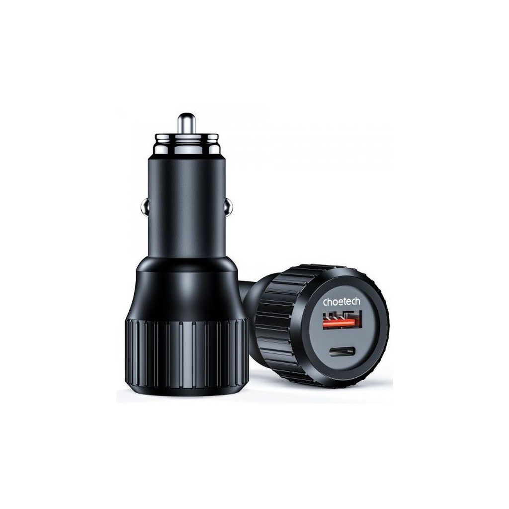 Зарядний пристрій Choetech car USB-A/USB-C 63W QC3.0/PD/PPS black (TC0010-BK) - зображення 2