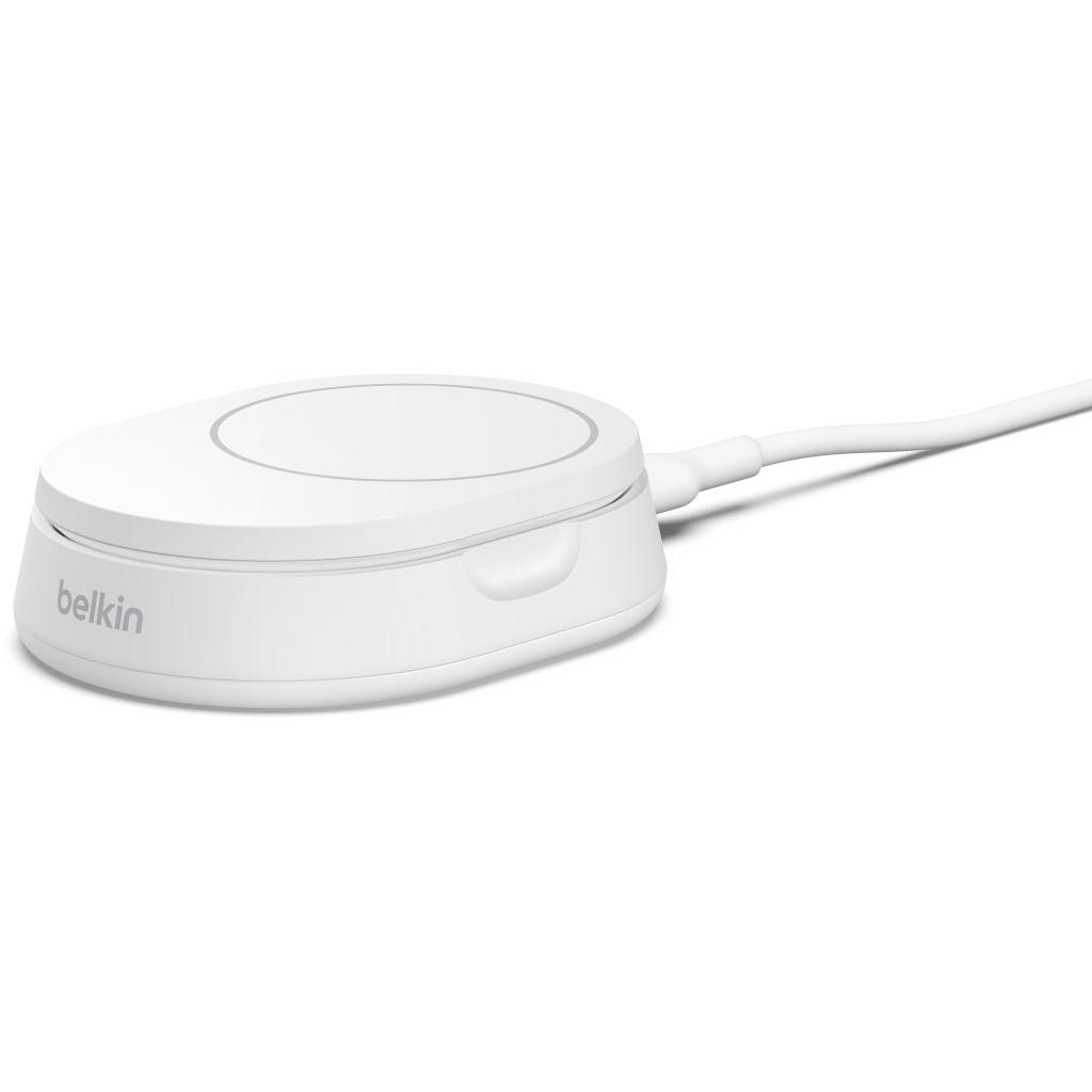 Зарядний пристрій Belkin 15W Magnetic Stand Qi2 20W adapter USB-C white (WIA008VFWH) - зображення 3