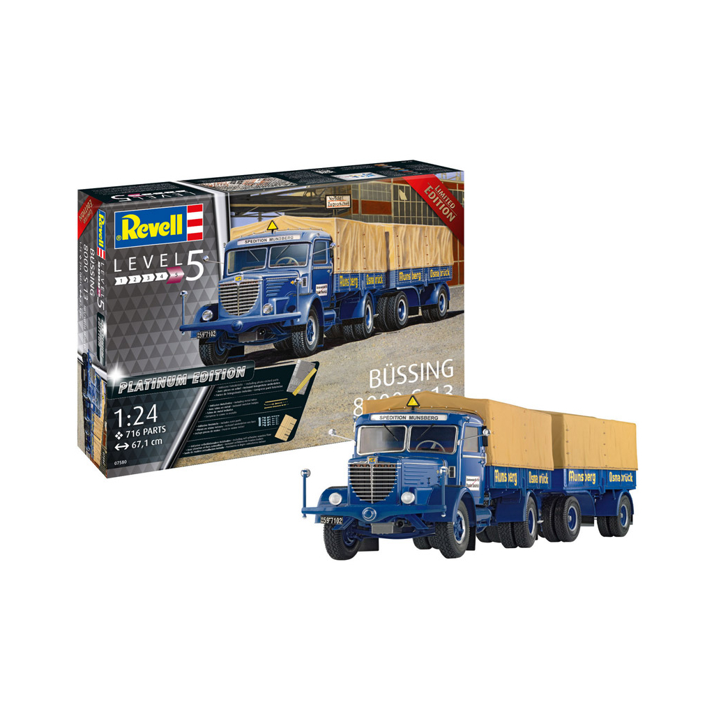 Збірна модель Revell Вантажна машина Büssing 8000 S13 з причепом рівень 5 масштаб 1:24 (RVL-07580) - зображення 1