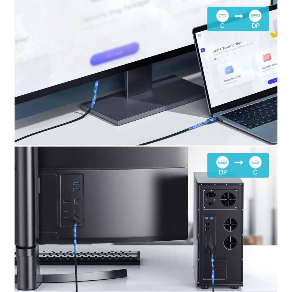 Кабель мультимедійний USB 3.1 Type-C to DisplayPort 1.8m V1.4 Thunderbolt 3 4K60Hz PVC Choetech (XCP-1803) - изображение 6