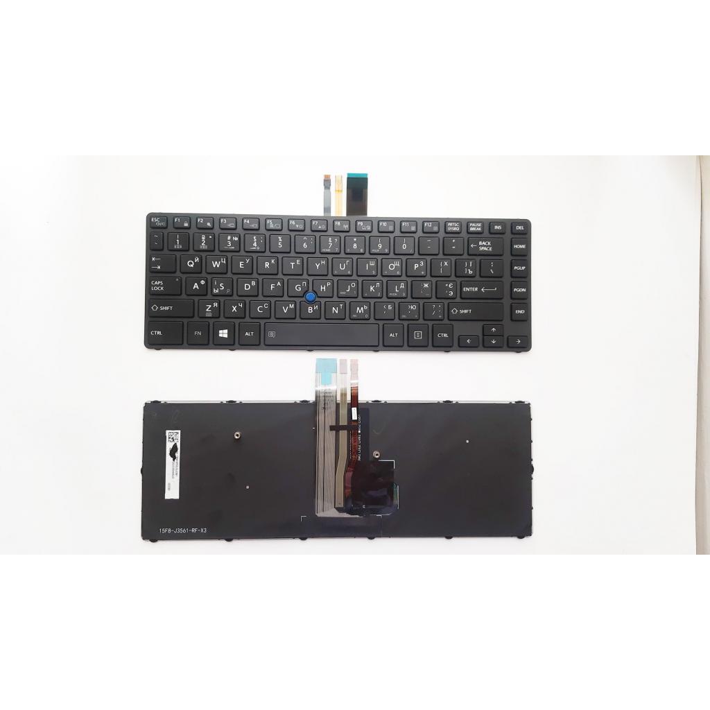 Клавіатура ноутбука Toshiba Tecra A40-C Series чорна з чорною рамкою, ТП та підсвіткою (A46167) - зображення 1