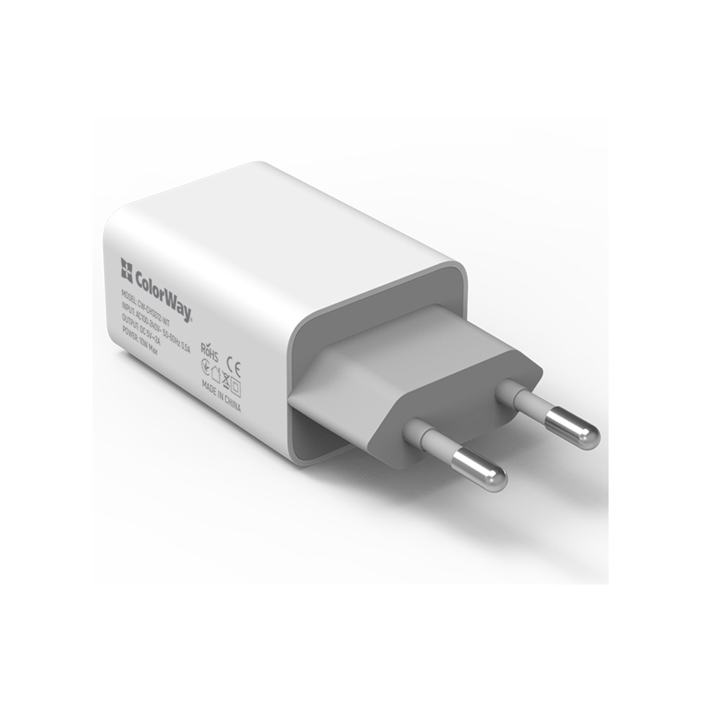Зарядний пристрій ColorWay 1USB AUTO ID 2A (10W) (CW-CHS012-WT) - зображення 4