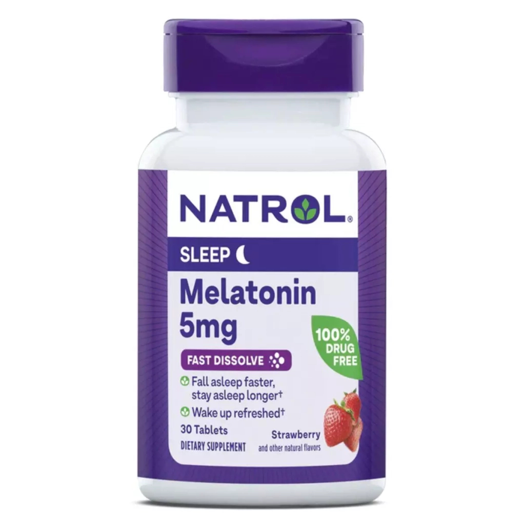 Амінокислота Natrol Мелатонін швидкорозчинний, 5 мг, смак полуниці, Melatonin (NTL07168) - зображення 1