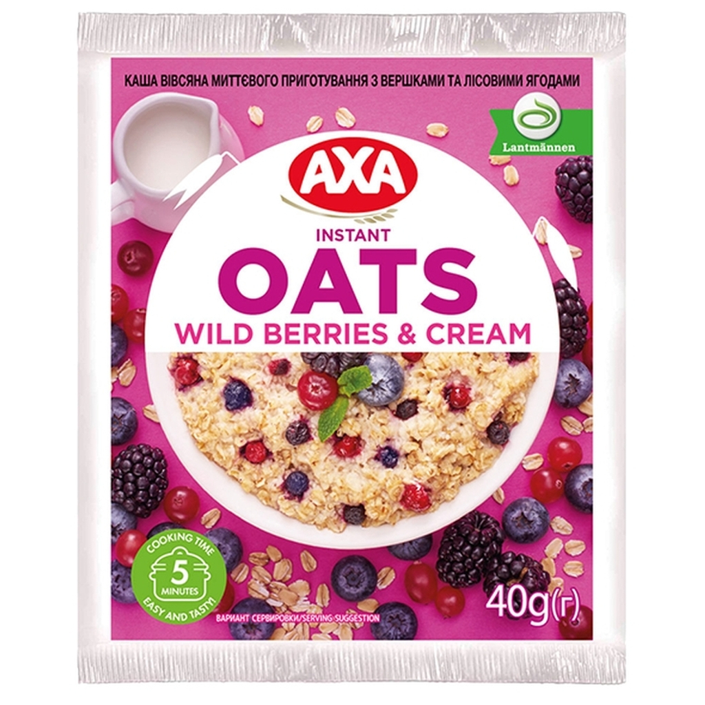 Їжа швидкого приготування АХА Каша Вівсяна вершками та лісовими ягодами 40 г (4820008126344) - зображення 1