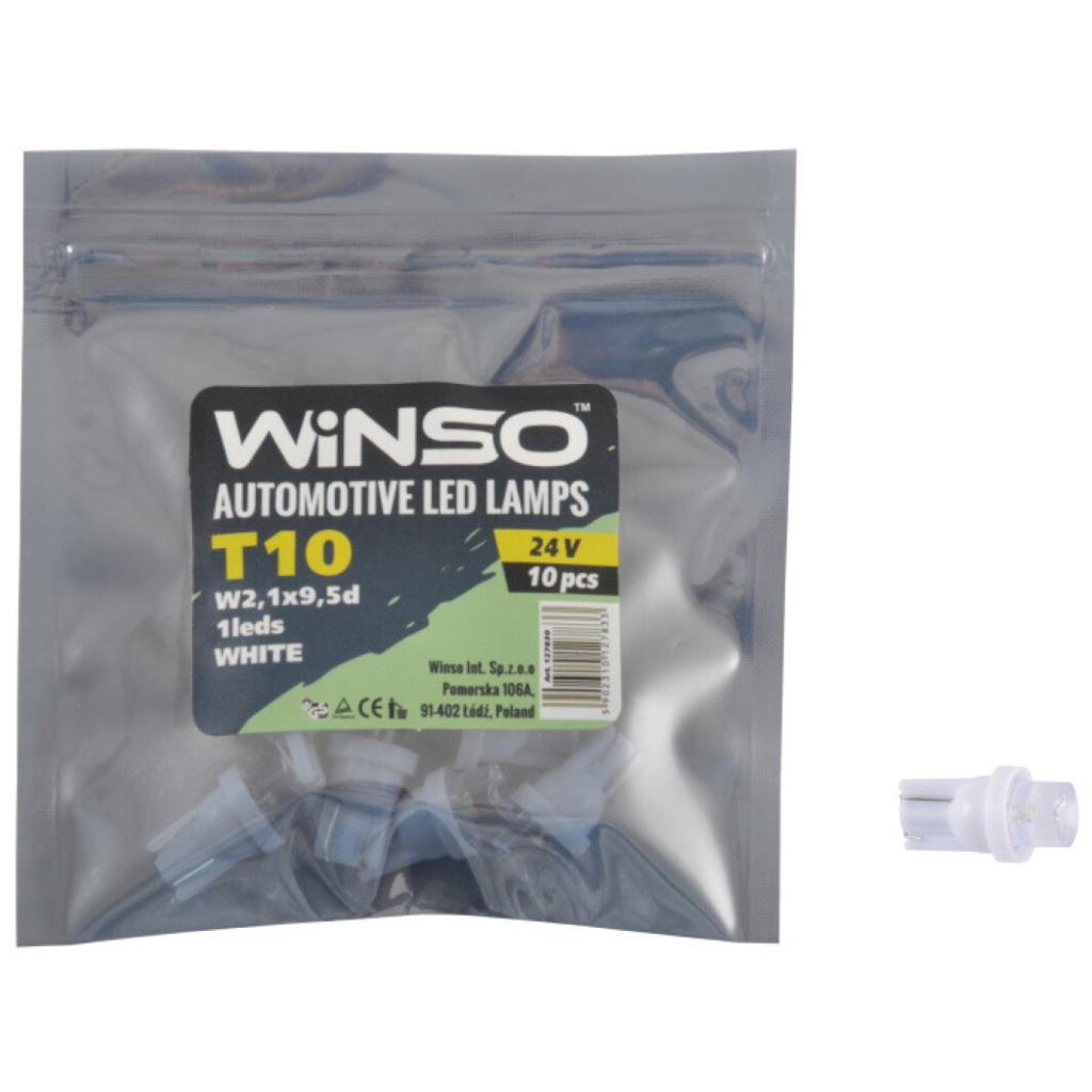 Автолампа WINSO FLUX T10 W2.1x9.5d 1LED White (127830) - зображення 2