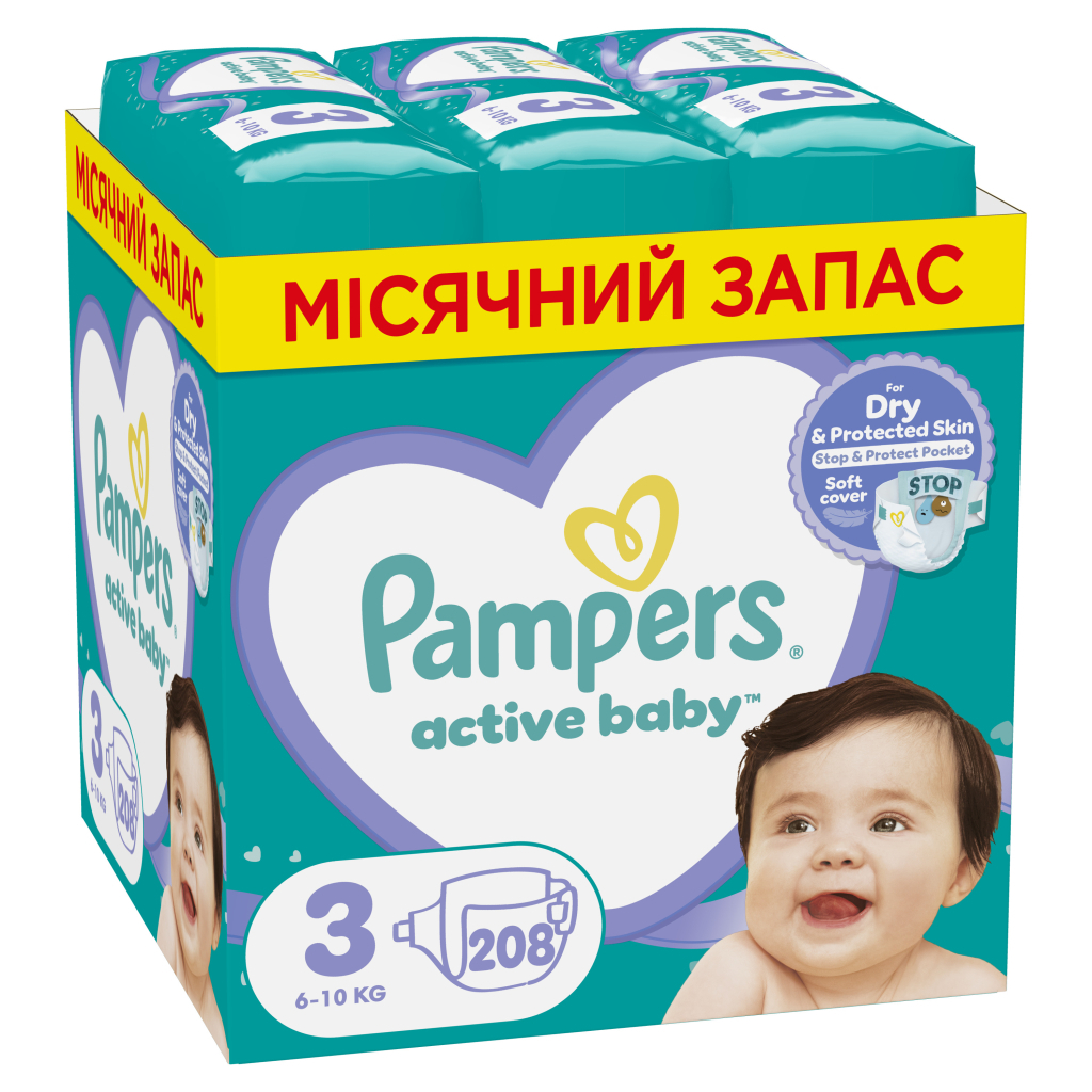 Підгузки Pampers Active Baby Midi Розмір 3 (6-10 кг) 208 шт (8001090910745) - зображення 1