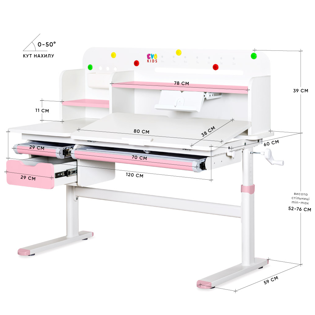 Парта Evo-kids Plus Pink (TH-360 WG/PN Plus) - зображення 3