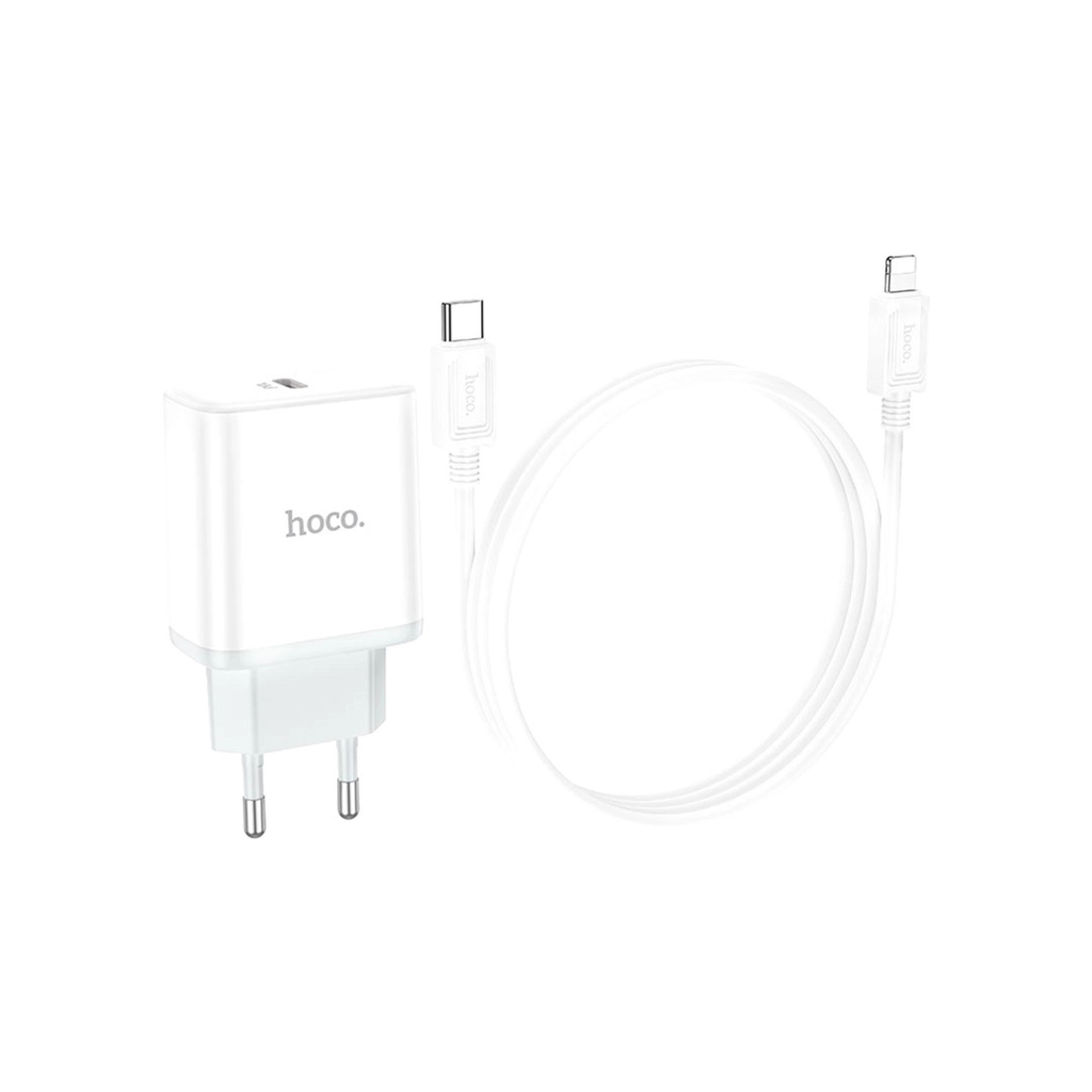 Зарядний пристрій HOCO C104A USB-C PD20W + cable USB-C to Lightning white (6931474782908) - зображення 6