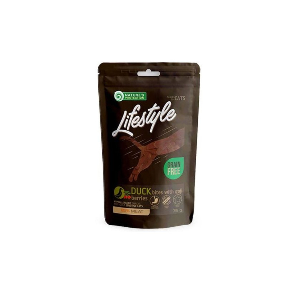 Ласощі для котів Nature's Protection Lifestyle Snack For Cats With Duck and Goji Berries 75 г (SNK46147) - зображення 1