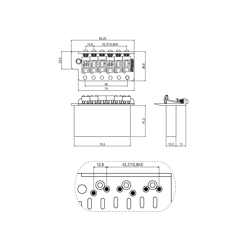 Бридж для гітари Paxphil WVCSB Chrome - зображення 2