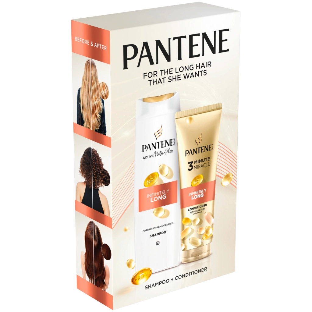 Набір косметики Pantene Pro-V Нескінченно довге Шампунь 400 мл + Бальзам-ополіскувач 220 мл (8006530042406) - picture 2