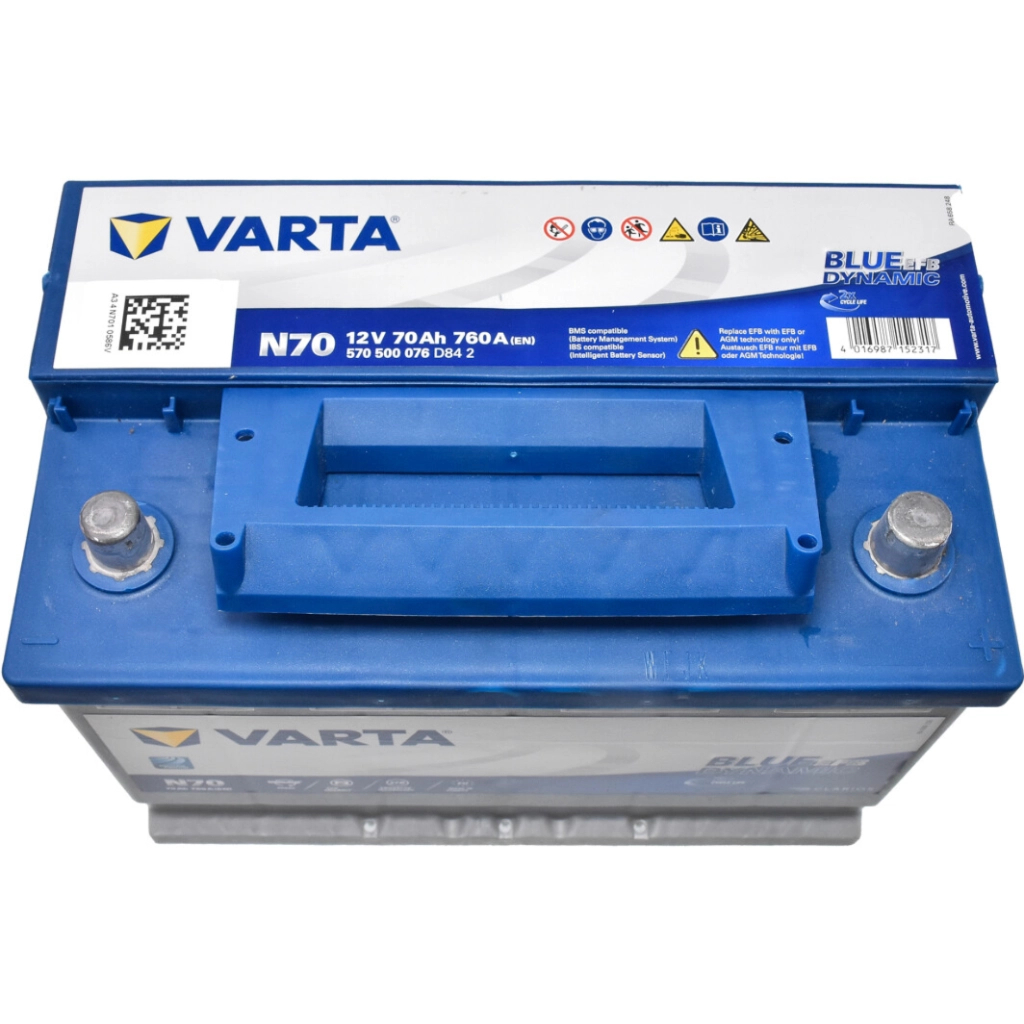 Акумулятор автомобільний Varta BlueDynamicEFB70AhЕв(-/+)(760EN) N70 (570500076) - зображення 2