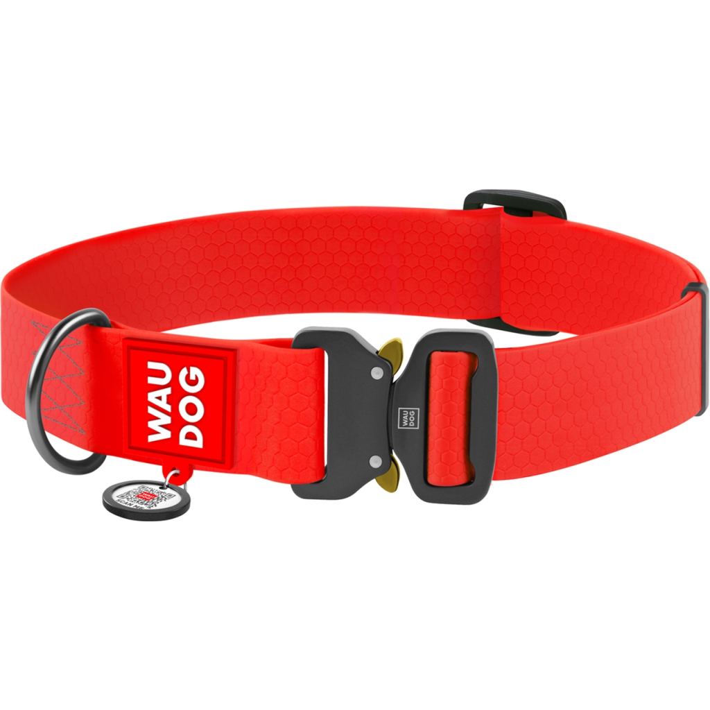 Нашийник для тварин WAUDOG Waterproof з QR паспортом XXL Ш 40 мм Д 43-70 см(червоний) (28013) - зображення 1
