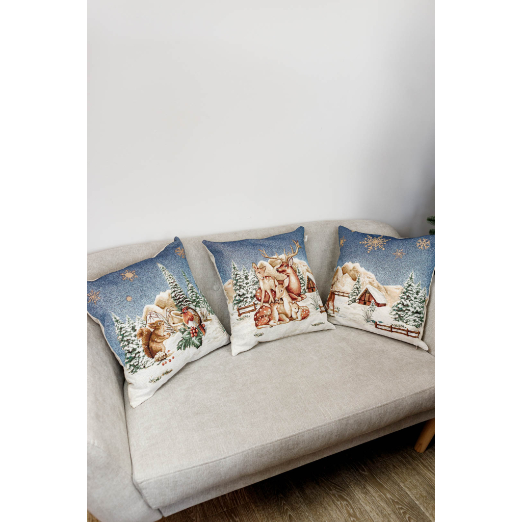 Наволочка Прованс гобеленова Блакитне сяйво 45х45см Олень (4823093450196) - зображення 3