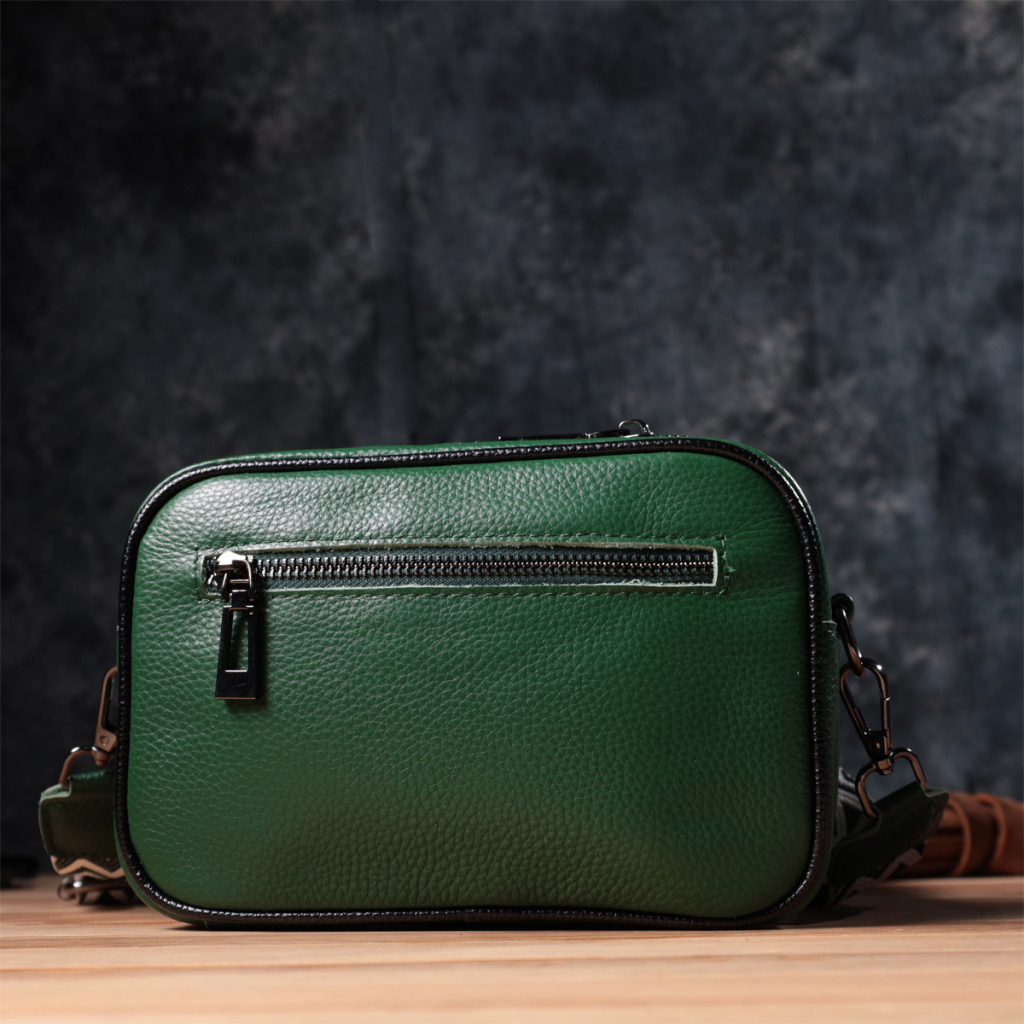 Сумка Vintage Стьобана жіноча з натуральної шкіри Зелена (22857) - зображення 10