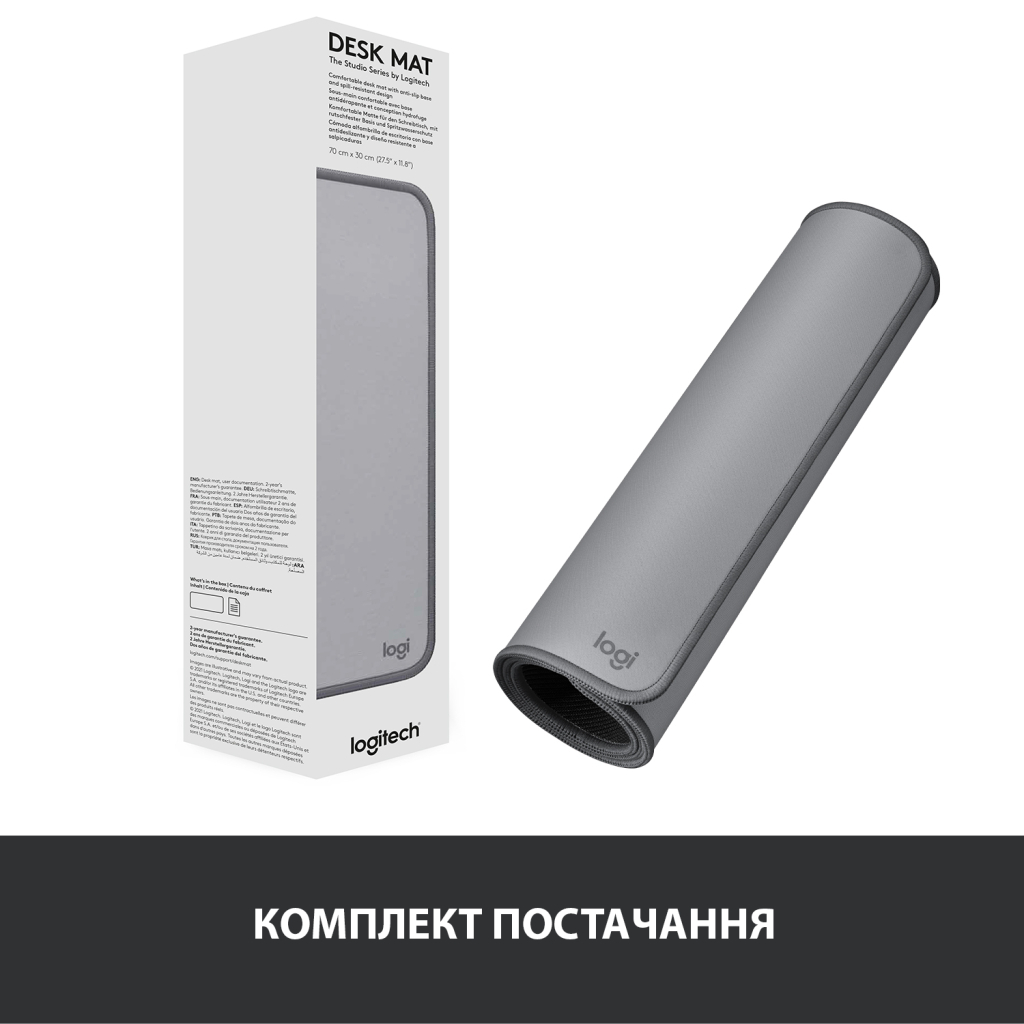 Килимок для мишки Logitech Desk Mat Studio Series Mid Grey (956-000052) - изображение 8