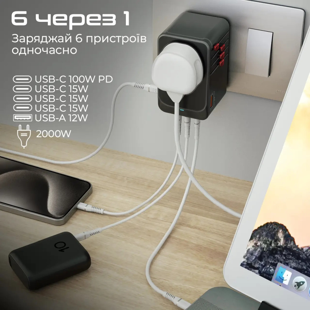 Зарядний пристрій Promate tripmate-gan100 - зображення 6