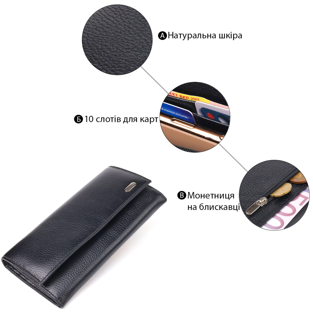 Гаманець Canpellini З натуральної шкіри Чорний (21625) - зображення 4