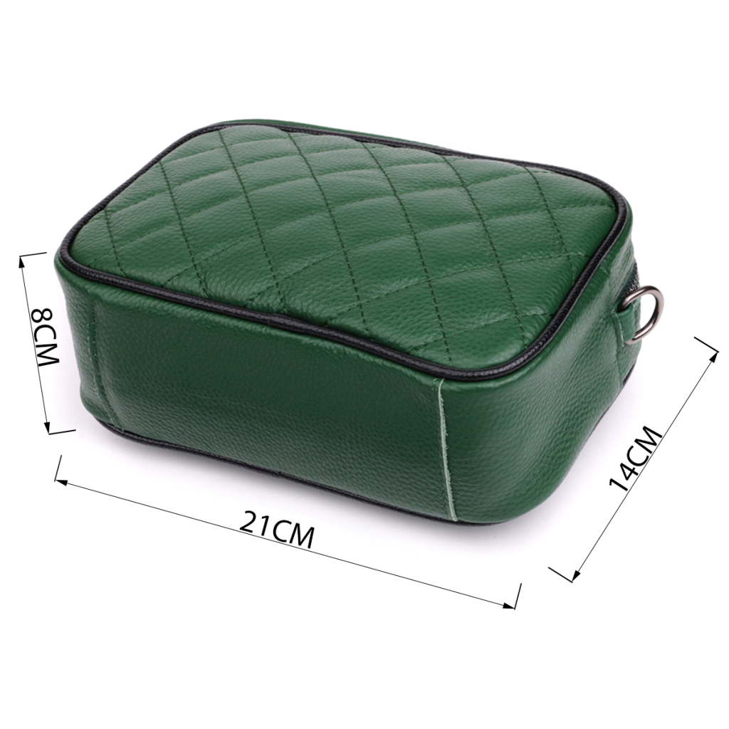 Сумка Vintage Стьобана жіноча з натуральної шкіри Зелена (22857) - зображення 3