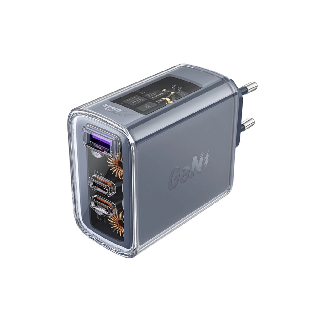 Зарядний пристрій Acefast 3xUSB 65W (2xUSB-C+USB-A) Gan A45 Fast Charger Mountain mist (6974316282099) - зображення 2