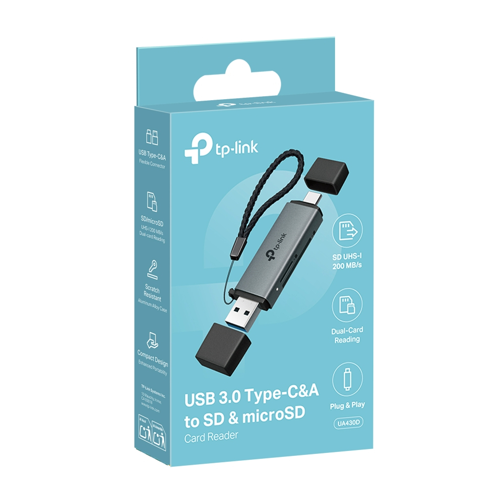 Зчитувач флеш-карт TP-Link USB-C + USB 2.0 SD + TF silver (UA430D) - зображення 3