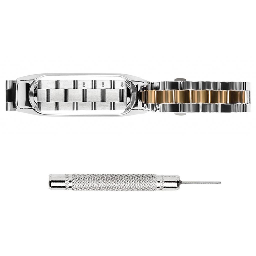 Ремінець до фітнес браслета XoKo Metal Jewerly для Xiaomi Mi Band 3/4 Silver-Gold (XK-XM-NO-SLVR) - зображення 3