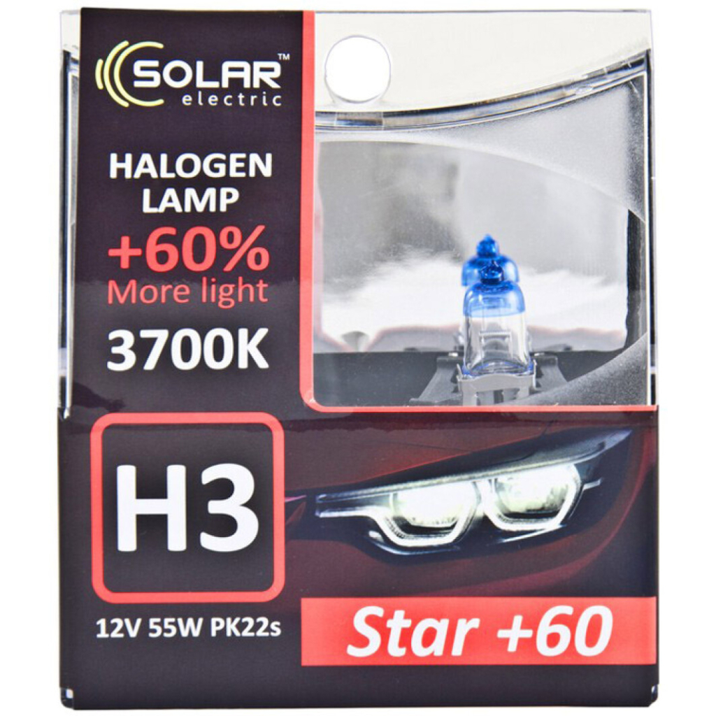 Автолампа SOLAR H3 12V 55W PK22s Starlight + 60, (1233S2) - зображення 2