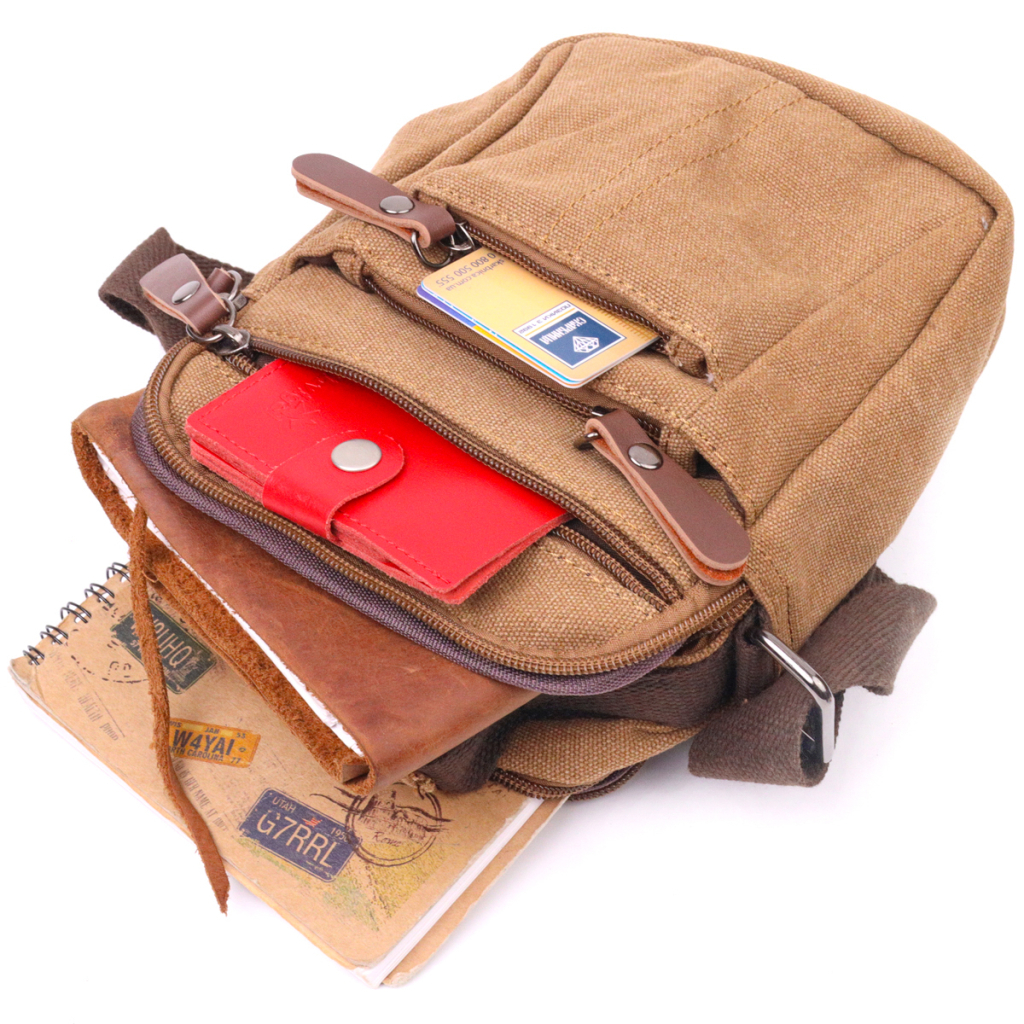 Сумка Vintage Чоловіча з щільного текстилю Коричнева (21245) - зображення 8