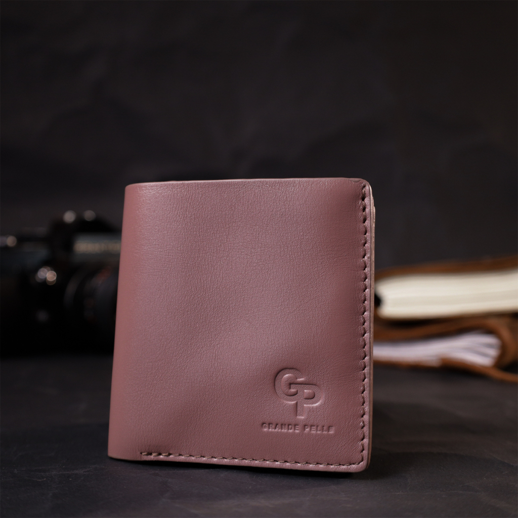 Портмоне Grande Pelle З натуральної шкіри Пудрове (16799) - зображення 8