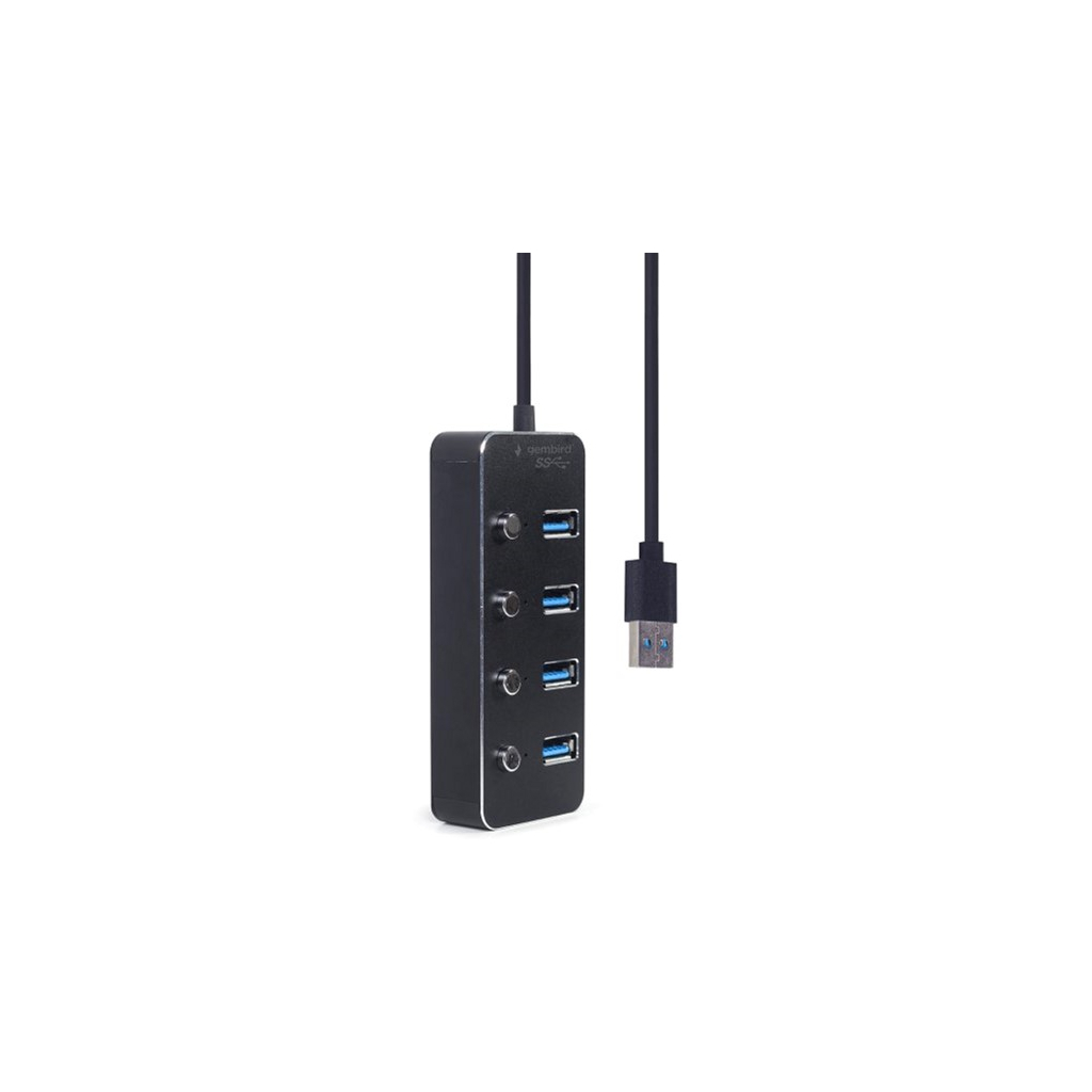 Концентратор Gembird USB 3.0 4 ports switch black (UHB-U3P4P-01) - зображення 3