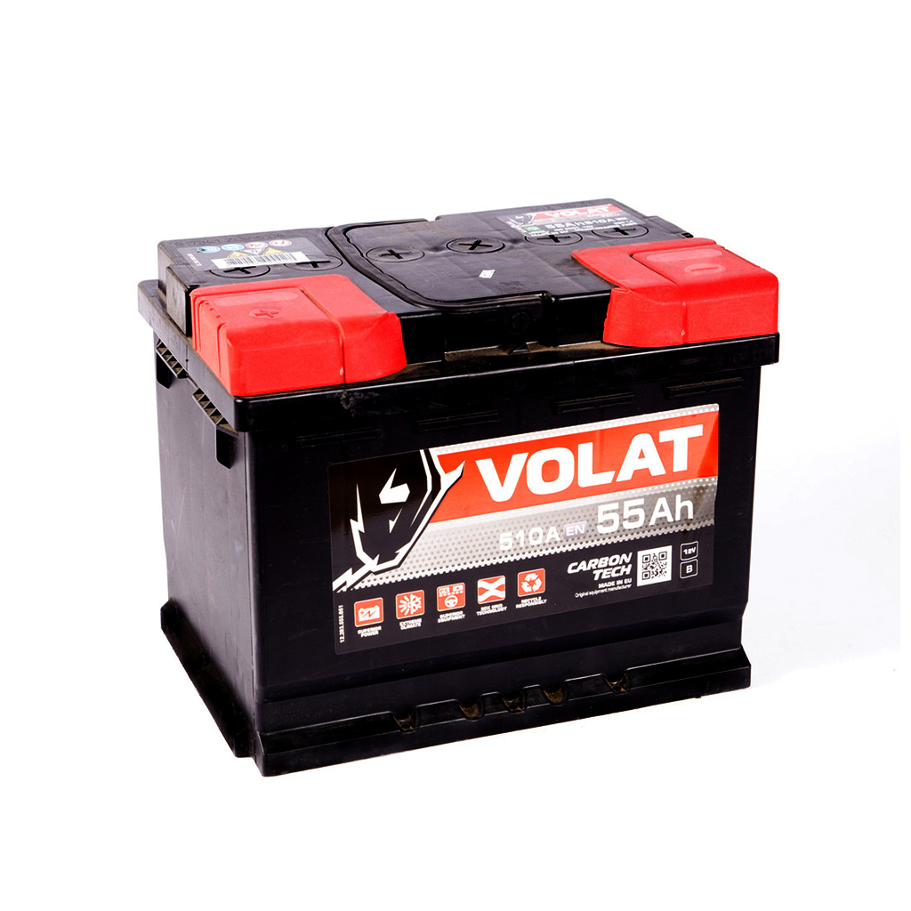 Акумулятор автомобільний VOLAT 55A +лів (1) (L2) 510А - зображення 1