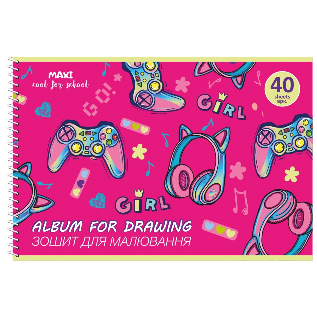 Альбом для малювання Maxi А4 на спіралі 40 аркушів, 100г/м2 (MX60924) - зображення 1