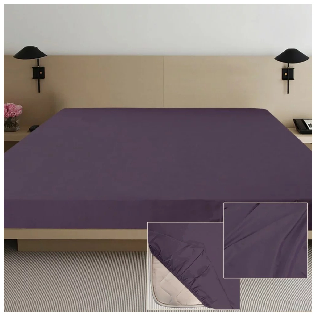 Простирадло Ярослав на гумці сатин 09 сливовий 200х180х20 (38286) - зображення 1