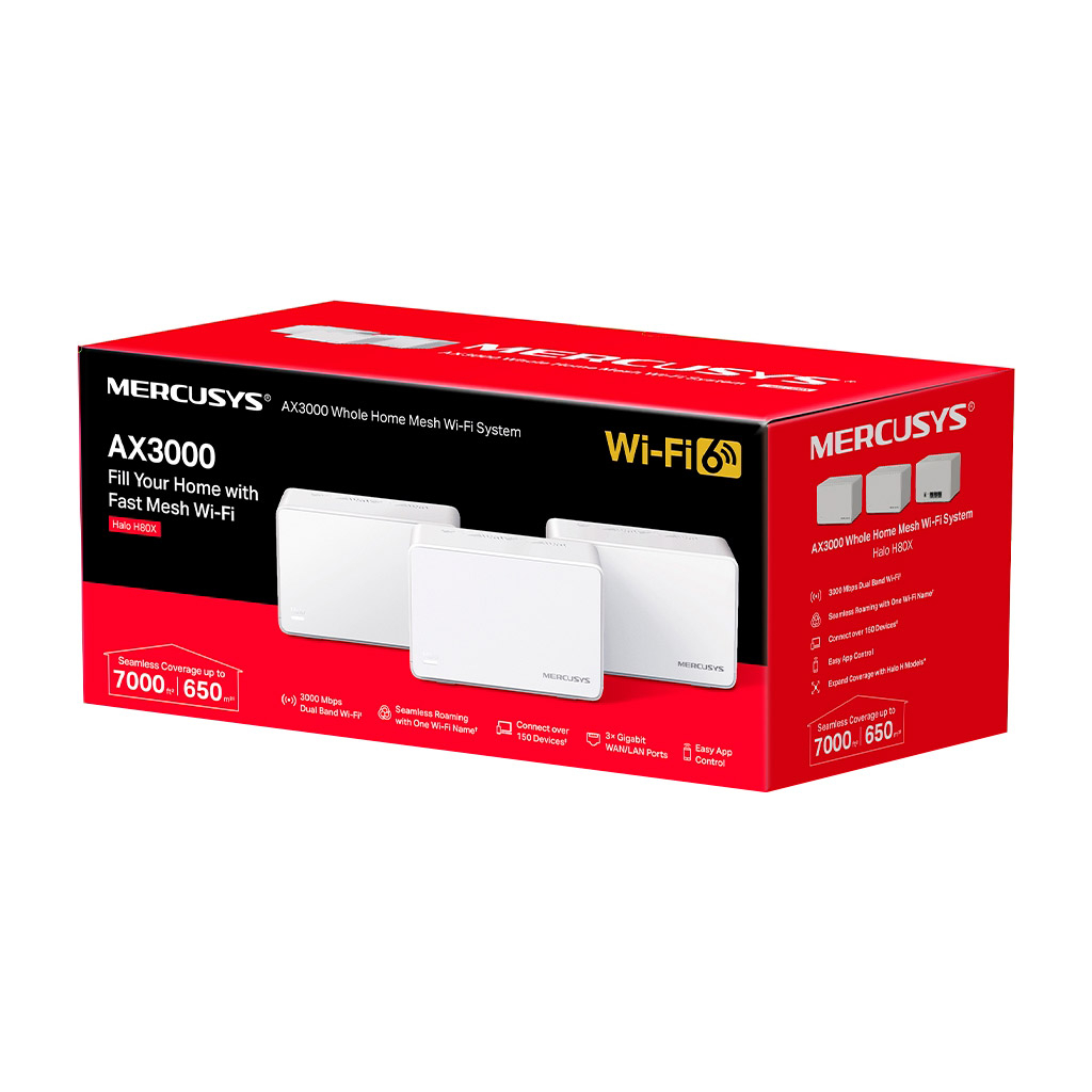 Точка доступу Wi-Fi Mercusys HALO-H80X-3-PACK - зображення 3