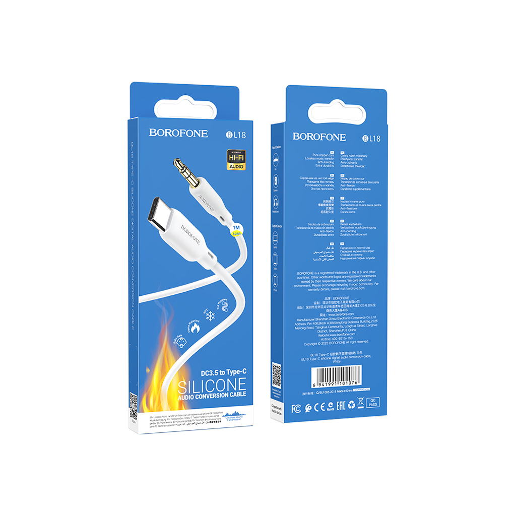 Кабель мультимедійний USB-C to 3.5mm M 1.0m white BOROFONE (6941991101076) - зображення 4