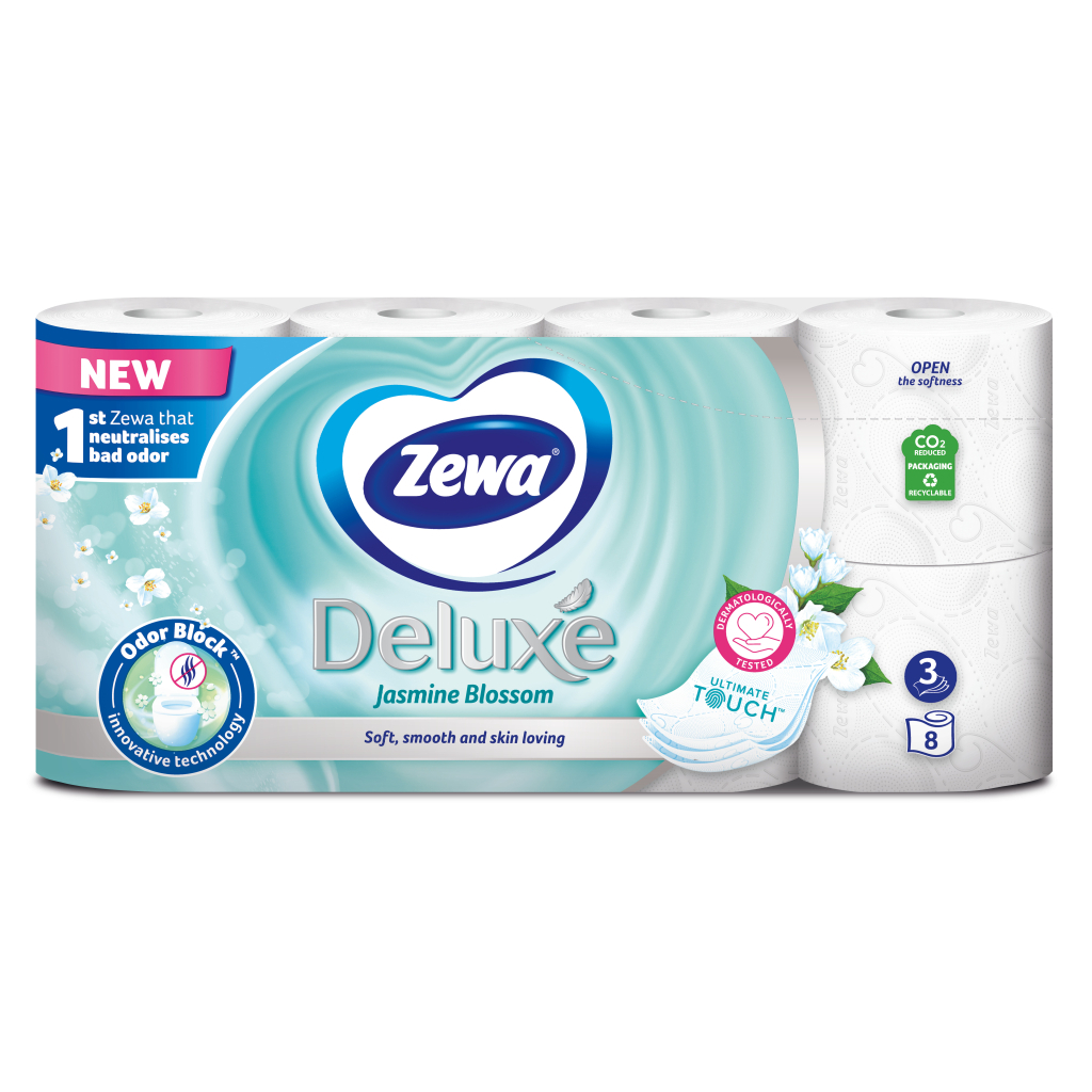 Туалетний папір Zewa Deluxe Жасмин 3 шари 8 рулонів (7322541171753) - изображение 1