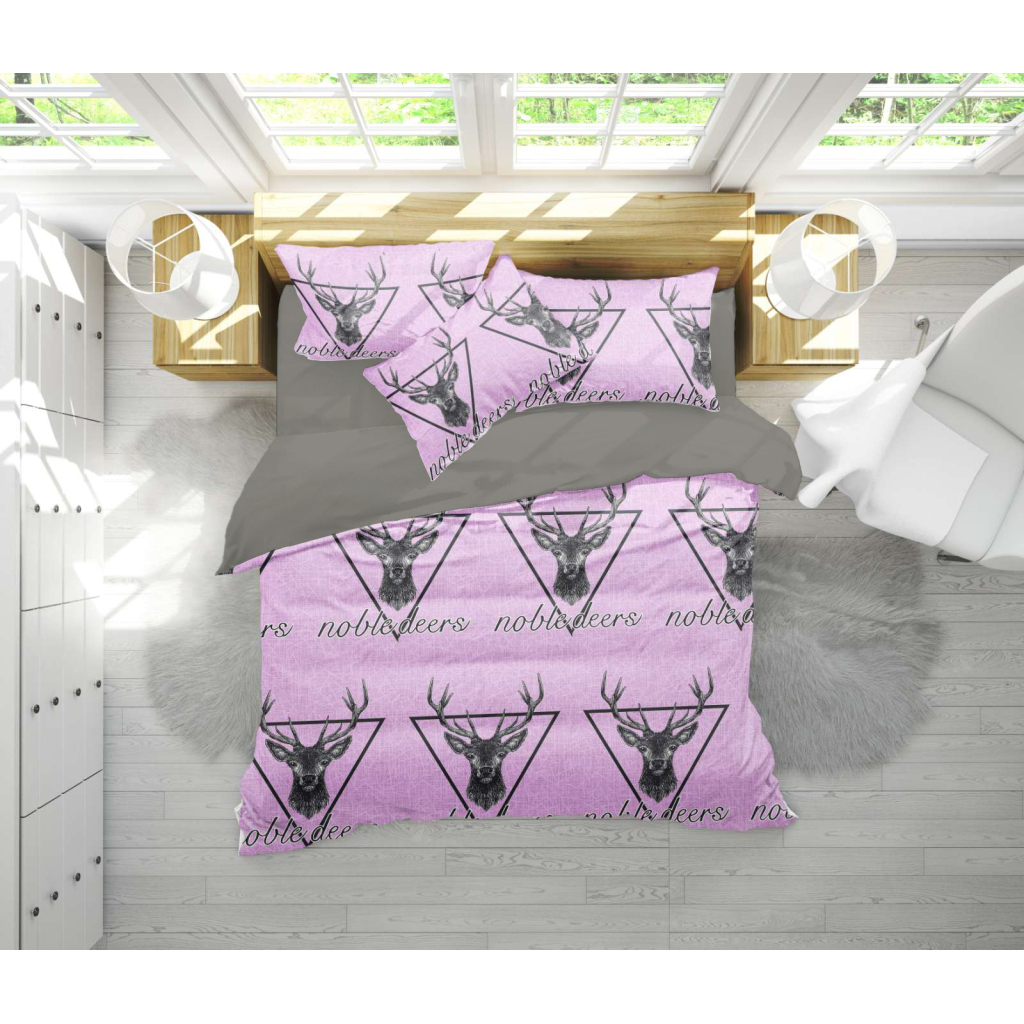 Постільна білизна MirSon Бязь 17-0516 Noble deers pink Сімейна 160x220 (2200003645408) - зображення 1