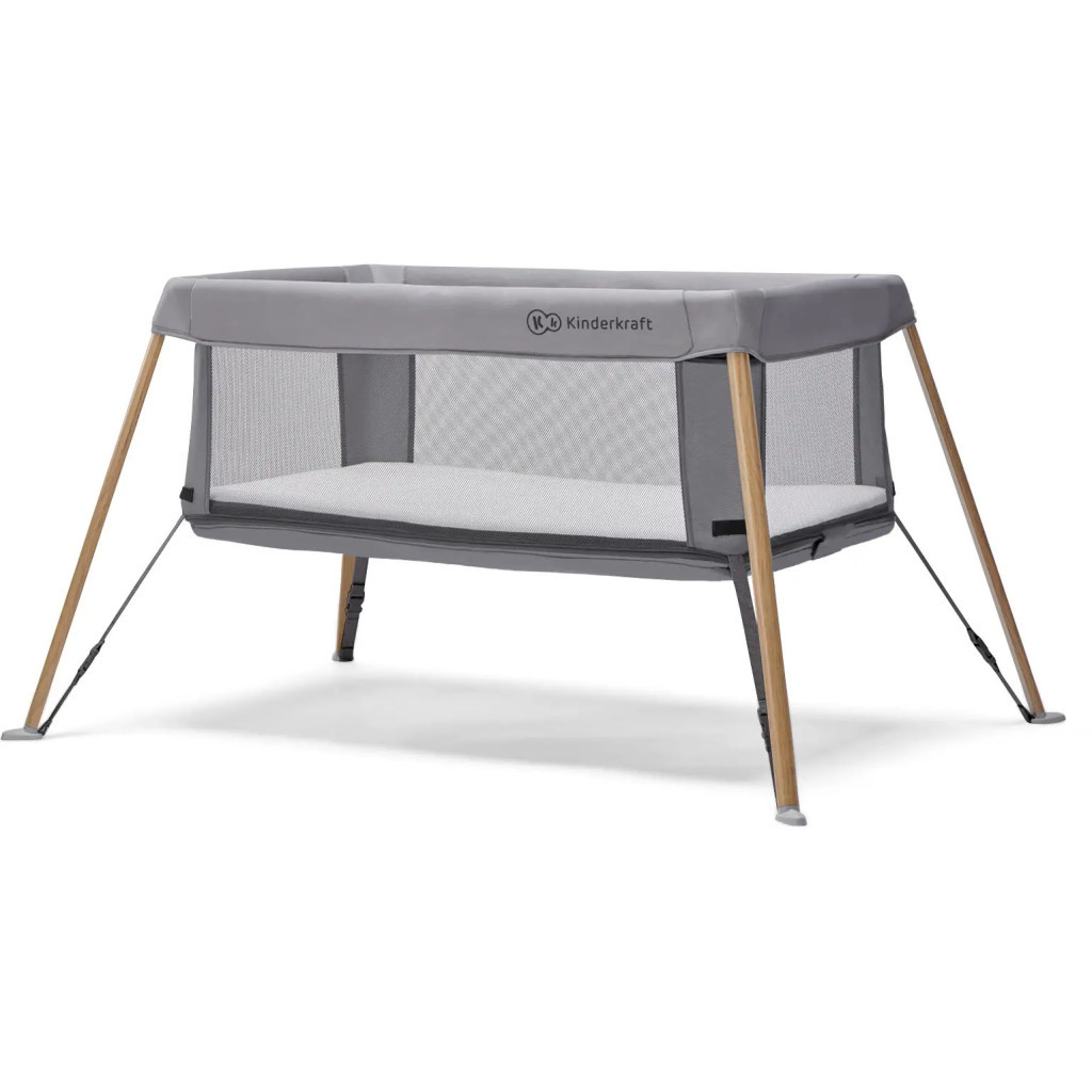 Ліжечко Kinderkraft манеж 2 в 1 Movi Grey Wooden (5902533918454) - зображення 12