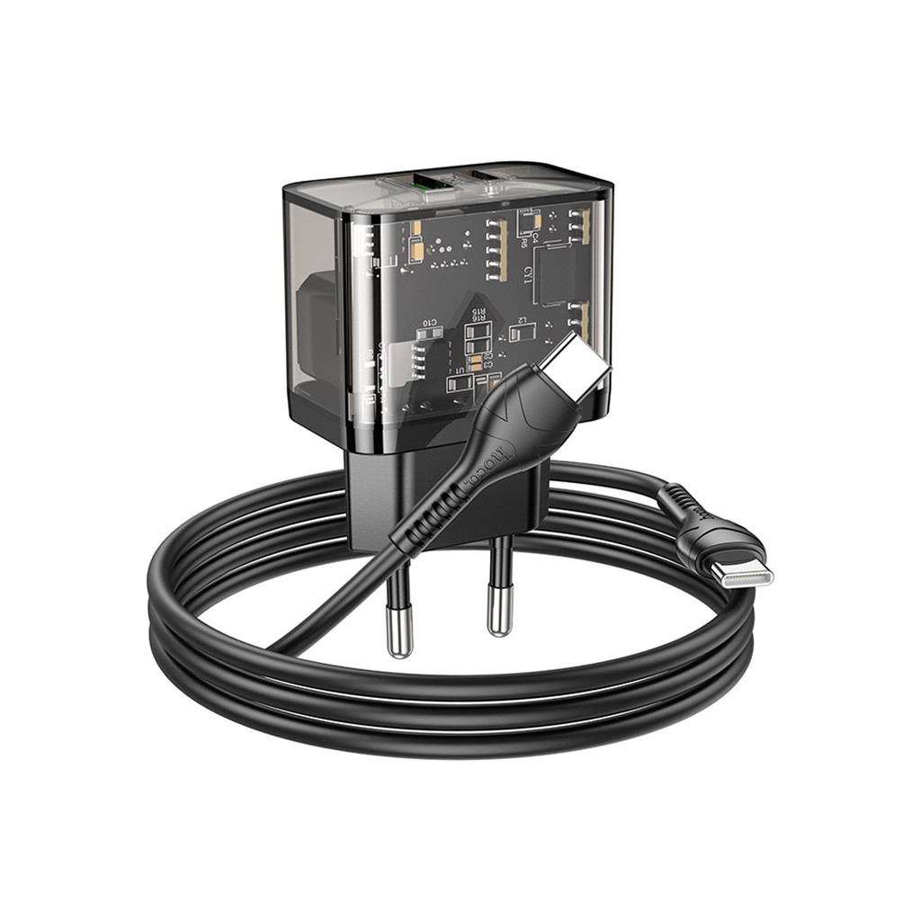 Зарядний пристрій HOCO N34 Dazzling dual-port Black (6931474799180) - зображення 1