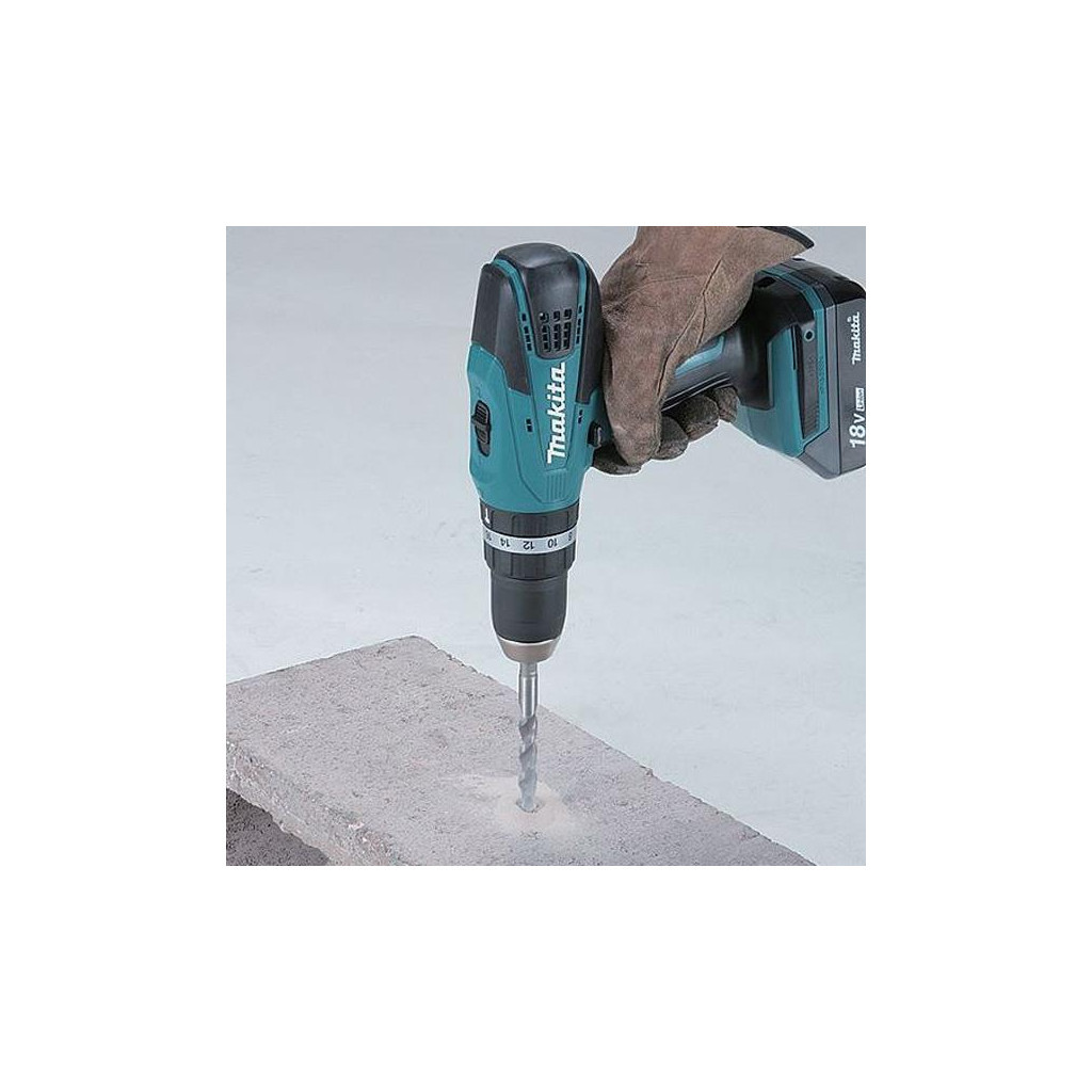 Шуруповерт Makita HP457DWE з ударом, 18В G-battery, 1,5Аг, 42 / 24Нм - зображення 2