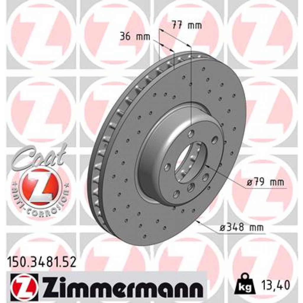 Гальмівний диск ZIMMERMANN 150.3481.52 - зображення 1